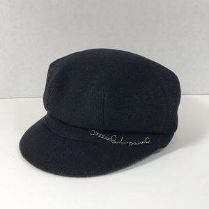 Burberry Newsboy Cabbie Black Wool Hat